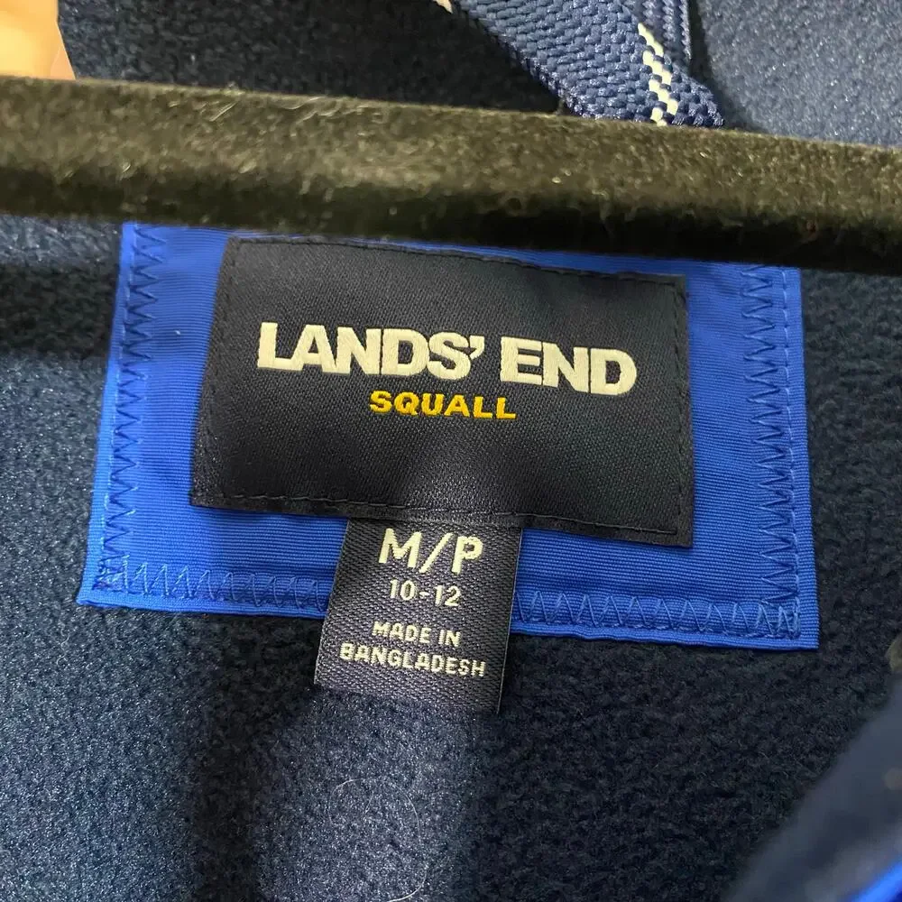 Lands' End Youth Blue Fleece Lined Nylon Squall Jacket Size M (10-12)